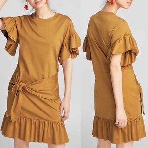 Scotch & Soda Rust Ruffle Jersey Dress